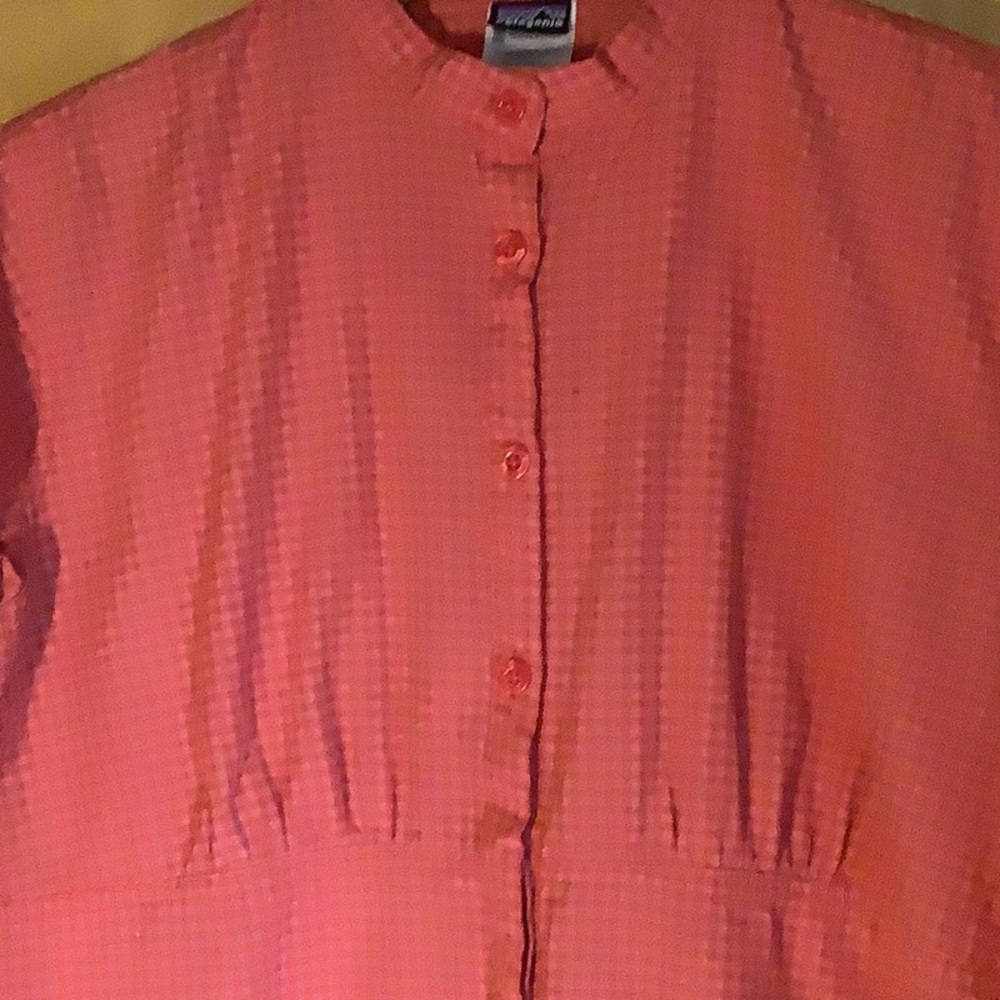 Patagonia orange plaid blouse, size 8 - Picture 2 of 6